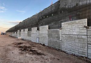 Retaining wall with soil nailing in Aurora.